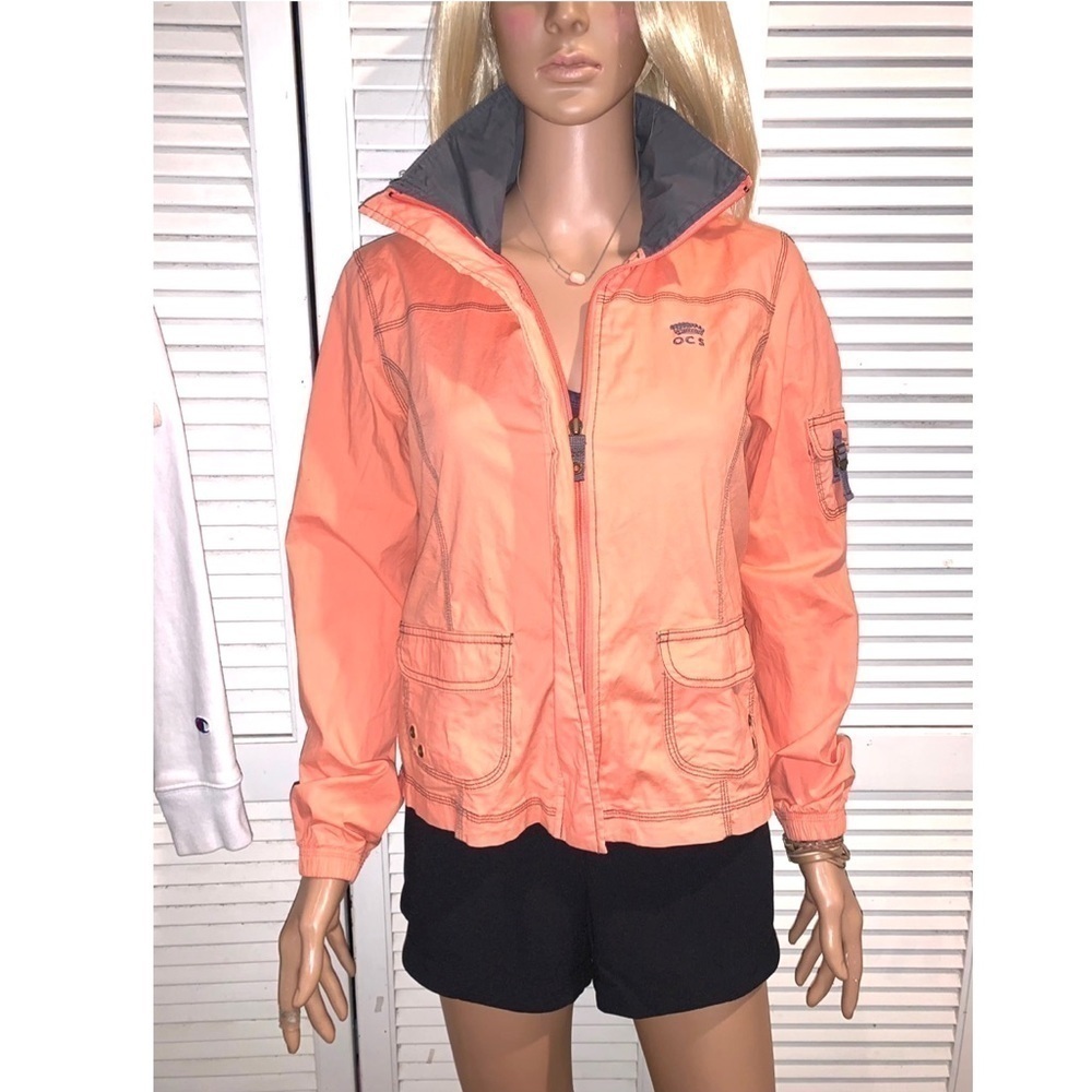 Oleg Cassini Sport Track Jacket Coral Gray Lightweight Athleisure women’s L